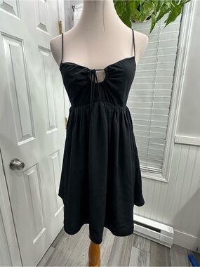 Abercrombie & Fitch Black Spaghetti-Strap Mini Dress with Tie Front